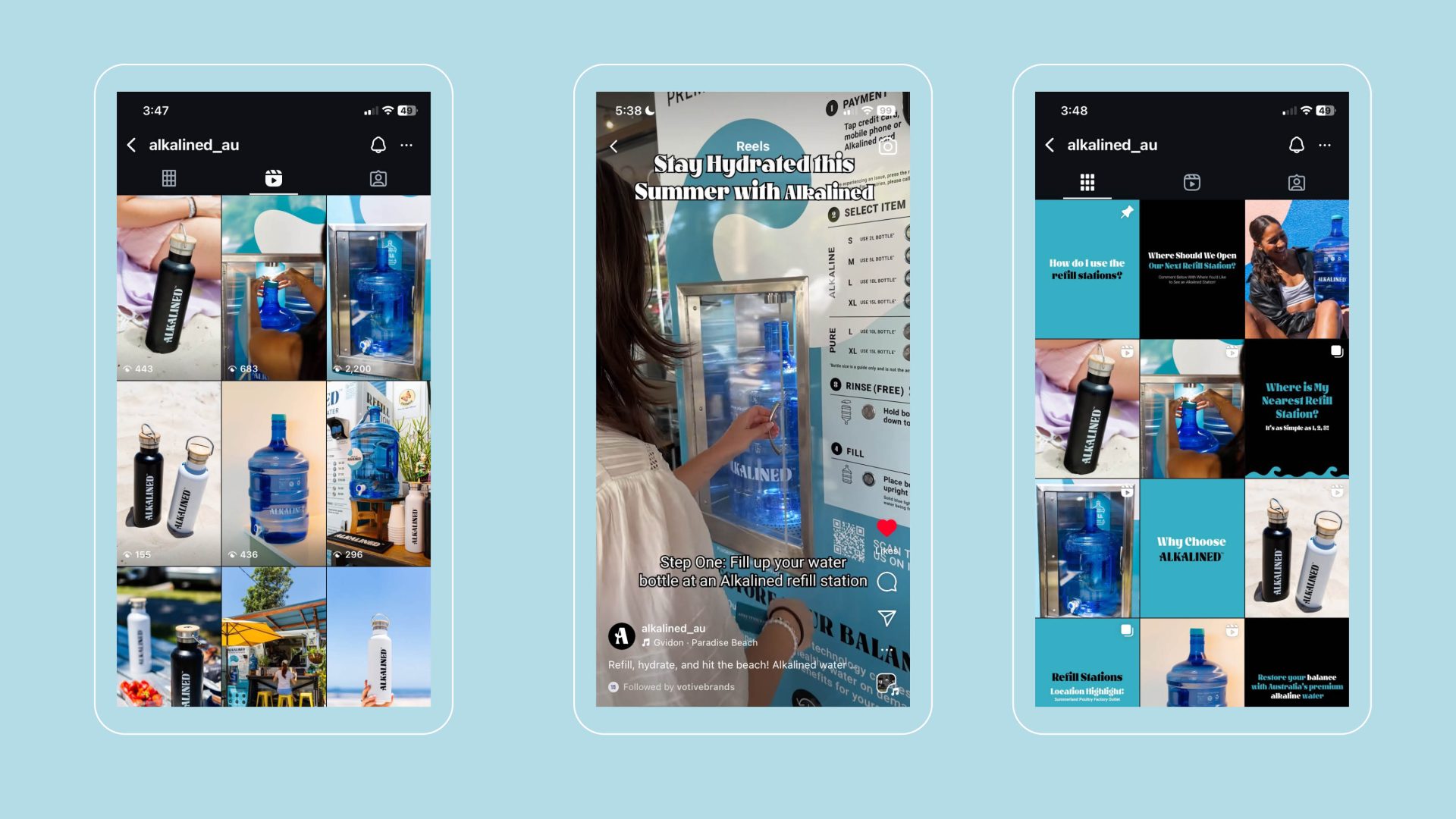 Social media management for Alkalined by Votive Brands.