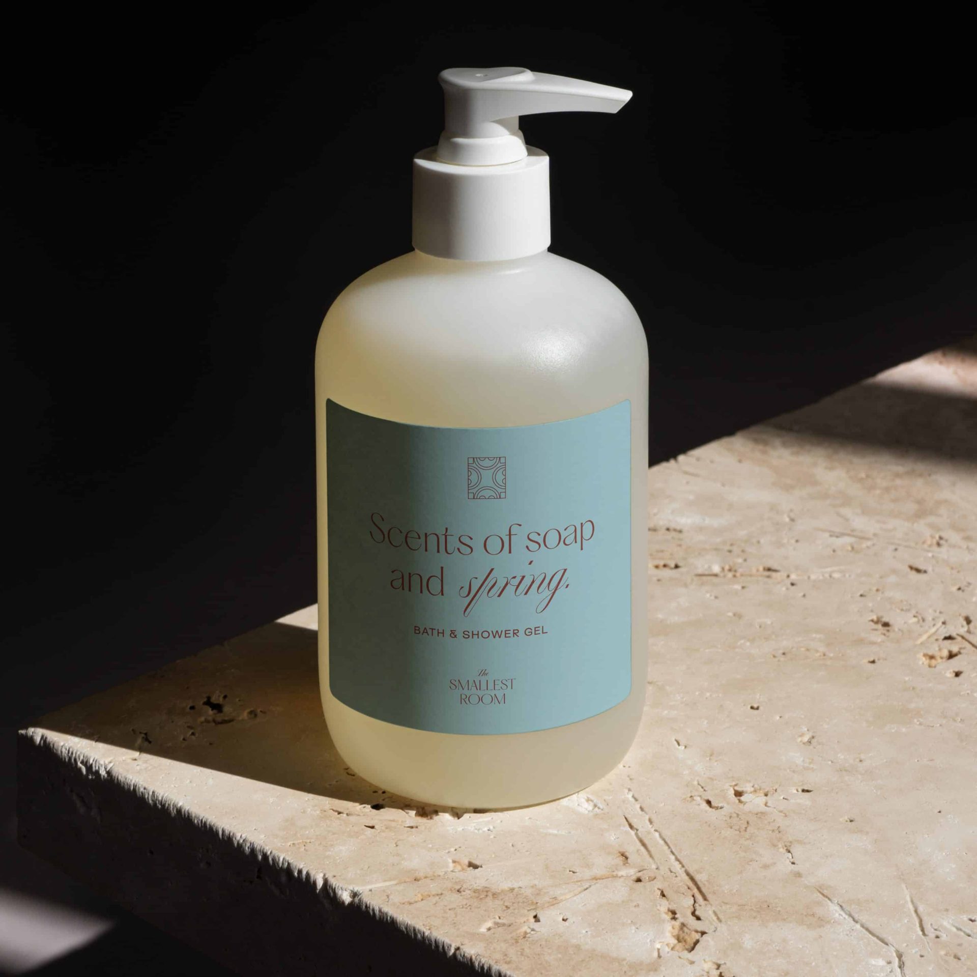 Graphic design for luxury hand soap label The Smallest Room by Votive Brands