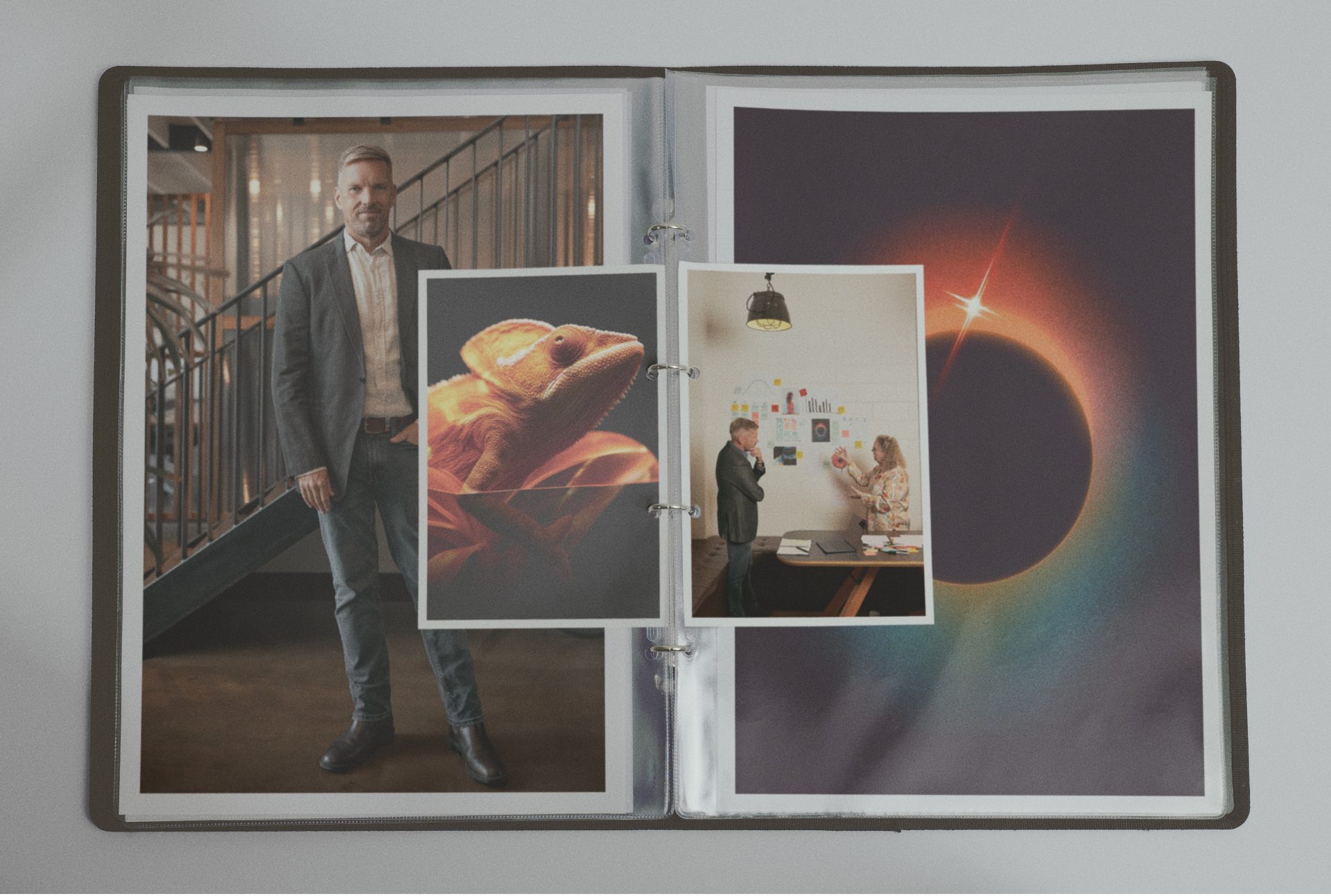 Creative direction and brand moodboard for business consultants Core State Consulting, featuring a clean aesthetic and futuristic geometric style